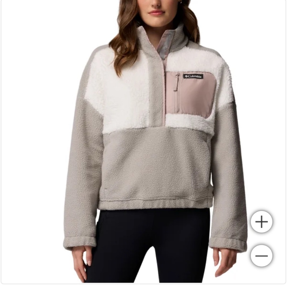 Columbia Women's Gray and White Fleece Hoodie